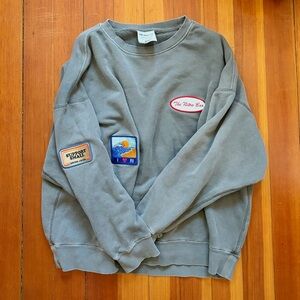The Nitro Bar Gray Crewneck Sweater with Patches Rhode Island